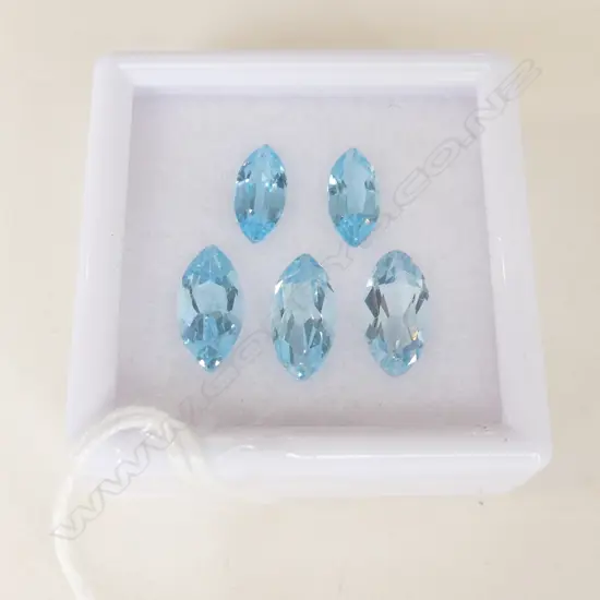 BLUE TOPAZ MARQUISE  3 12X6, 2 10X5   5 = 10.30CT