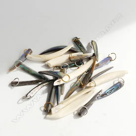 BAG TUSK & PAUA SHELL PENDANTS