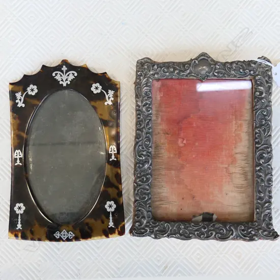 2 PHOTO FRAMES; STG SILVER & TORTOISESHELL