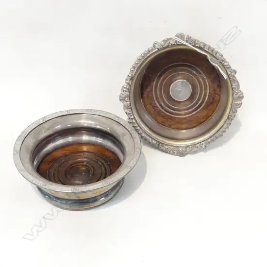 2 SHEFFIELD PLATE WINE COASTERS DIA 160MM