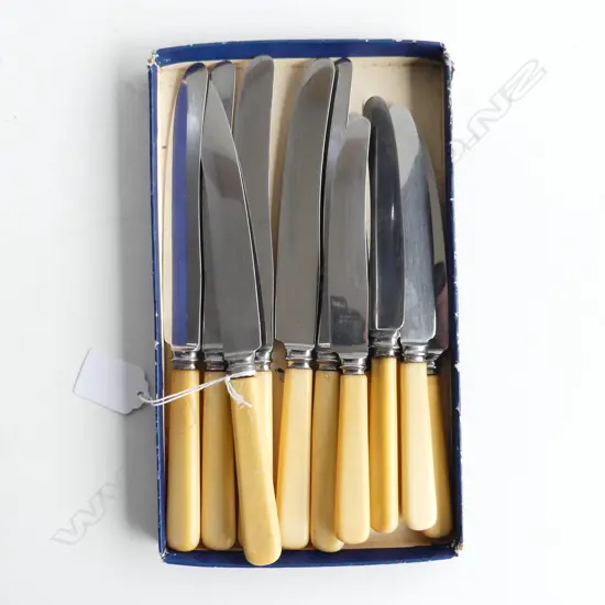 SET OF 12 BONE HANDLE KNIVES BY VINERS OF SHEFFIELD – 6 LARGE & 6 SMALL L. 235mm & L. 205mm