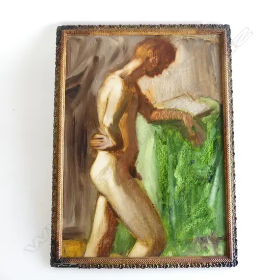 CHARLES ROSE, MALE NUDE, OIL ON BOARD, 550 X 400mm