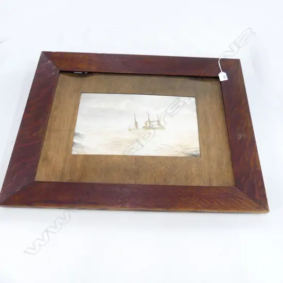 NZ UNION STEAMSHIP CO. MATAI MARINE SHIP WATERCOLOUR IN OAK FRAME SIGNED INSIDE 69CM X 53CM