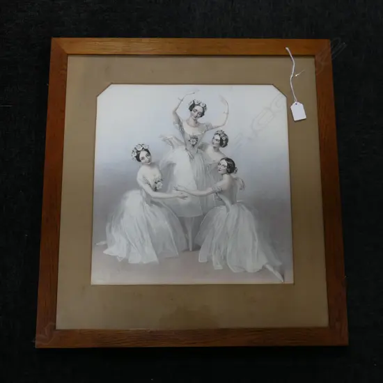 VICTORIAN LITHOGRAPH OF BALLET DANCERS 380 x 360mm