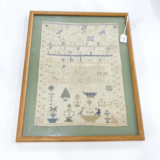 ANTIQUE SAMPLER, FRAMED 450x350mm