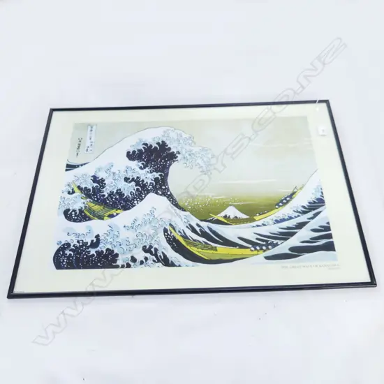 LG JAPANESE HOKUSAI PRINT; GREAT WAVE OF KANAGAWA 625x930mm overall 