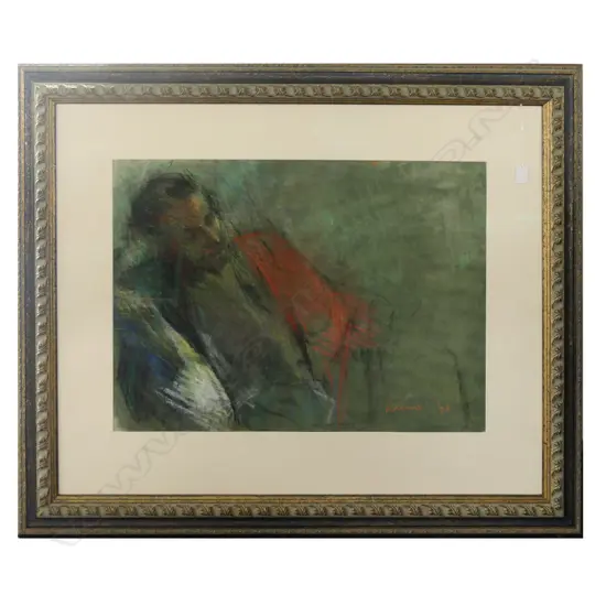 HANNO ROLL, RECLINING FIGURE, PASTEL ON PAPER, 530x725mm