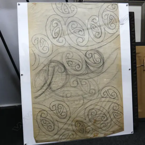 THEO SCHOON ORIGINAL WORKING DRAWING c1957 ON ARCHITECT PAPER (framed between acrylic sheets) EX JOHN LEECH GALLERY COLL