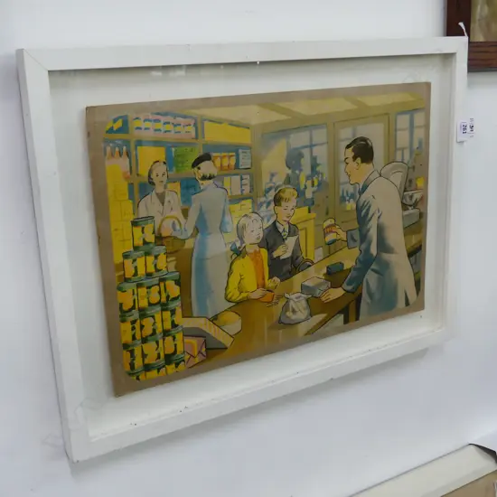FRAMED VINTAGE GROCERY STORE PRINT 300x440mm