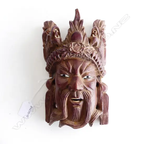 VINTAGE CHINESE CARVED MASK OF GUAN YU (god of war) 130 x 120mm 