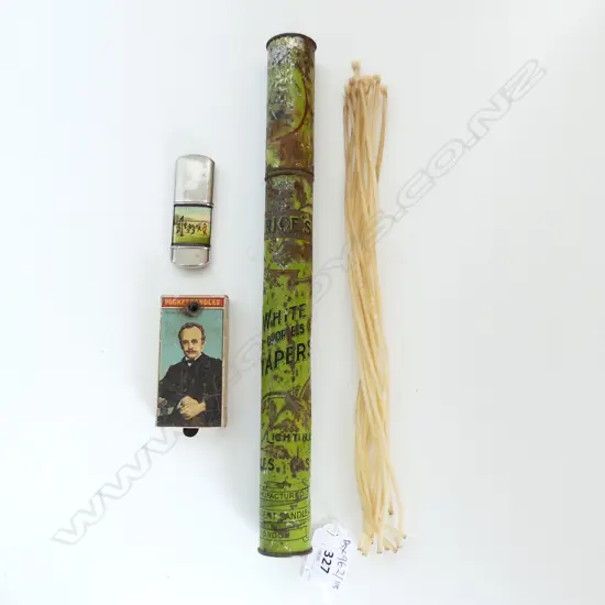 FRENCH CIGARETTE LIGHTER, TAPER TIN L.310mm, POCKET CANDLES