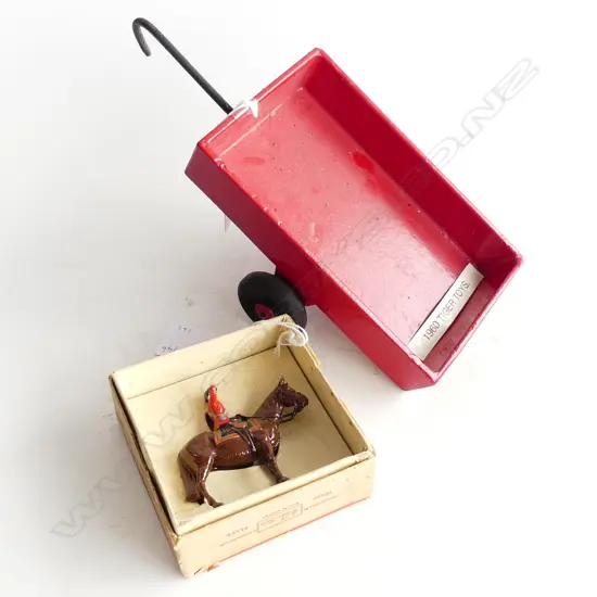 CAST ALUMINIUM TIGER TOY TRACTOR TRAILER L260MM &BOXED LEAD TOY THE QUEEN ON HORSE BACK H70MM