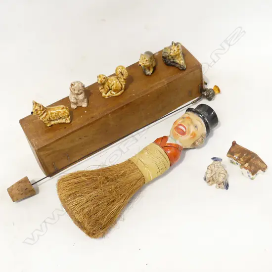 OLD CERAMIC HEADED BRUSH 7 WADE WHIMSIES SILVER HAIRPIN 