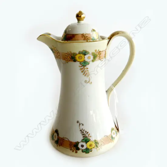 VINTAGE JAPANESE ROYAL NIPPON COFFEE POT HAND ENAMELLED AND GILDED H.240mm