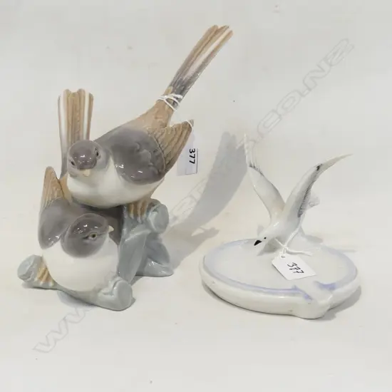 LLADRO GROUP 2 BIRDS 220X180mm & SEAGULL ASHTRAY