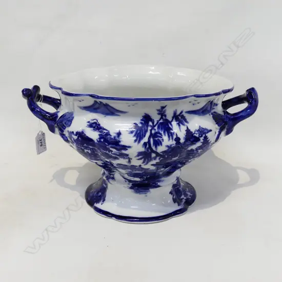 B/W TUREEN; CHINESE LANDSCAPE SCENES W.340mm