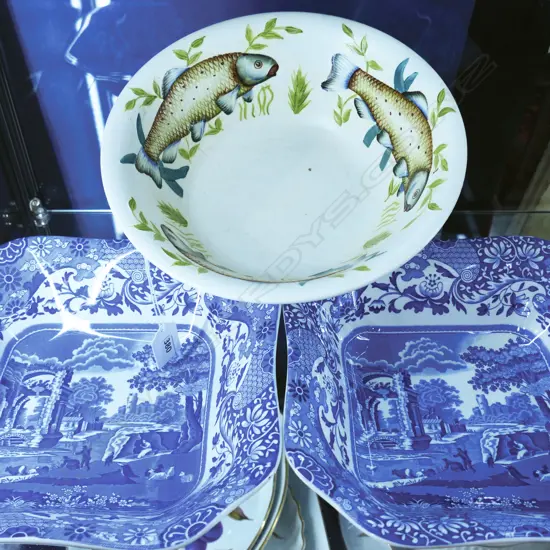 PR COPELAND SPODE 'ITALIAN' SQUARE BOWLS 240x240mm + RADFORD FISH BOWL 