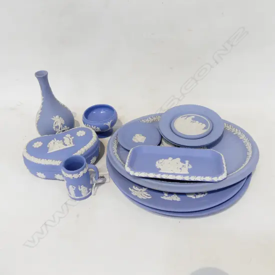 12 PCES WEDGWOOD BLUE JASPERWARE