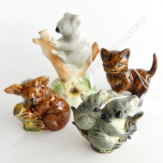 4 PCS AUSTRALIAN POTTERY, 3 KOALAS & 1 BENHAR POTTERY CAT