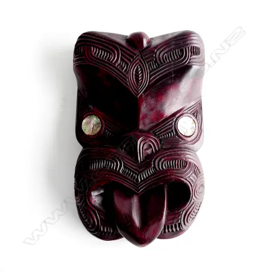 LARGE MAORI KORORU (MASK), WELL CARVED MID 20THC HEAVY CONSTRUCTION, 190X310mm
