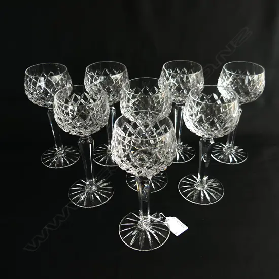 SET OF 8 CUT STEMMED CRYSTAL WINE GLASSES