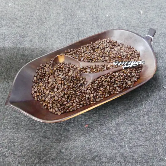 CARVED AFRICAN BOWL + COFFEE BEANS &  SERVERS L600MM
