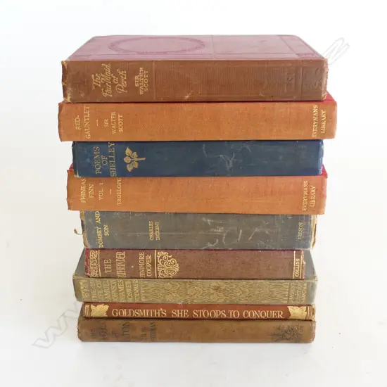 COLLECTION OF 8 ENGLISH LITERATURE BOOKS – DICKENS DOMBY & SON, THE FAIR MAID OF PERTH, PHINEAS FINN ETC