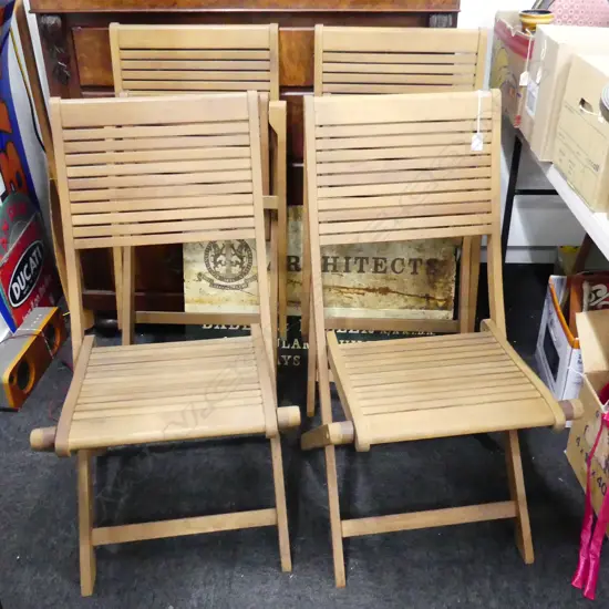 4X FOLDING WOODEN DECK CHAIRS