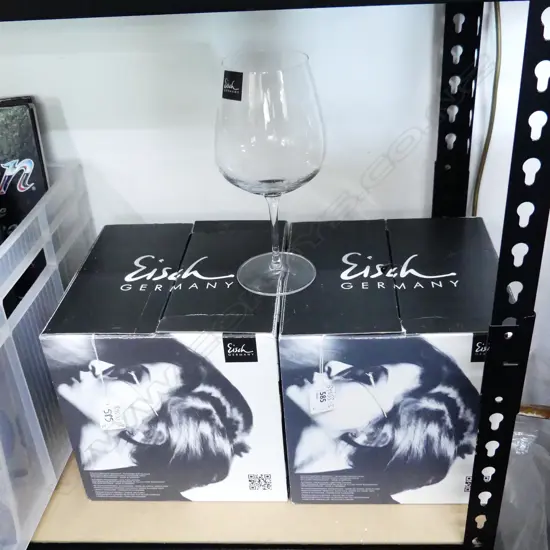 8 BOXED PINOT GLASSES. 4 EACH BOX BY EISCH OF GERMANY. 