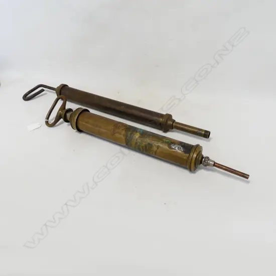 2X VINTAGE BRASS EXTINGUISHERS PAREX + OTHER L520MM +/-