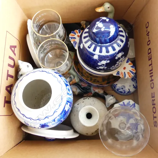 BOX LOT ASST. ORIENTAL CERAMICS ETC