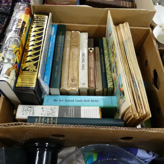BOX LOT ASST. BOOKS; NZ PLANTS, MAORI ETC