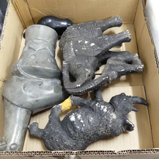 BOX ASST CARVED AFRICAN STONE ANIMALS [SHOWING AGE]