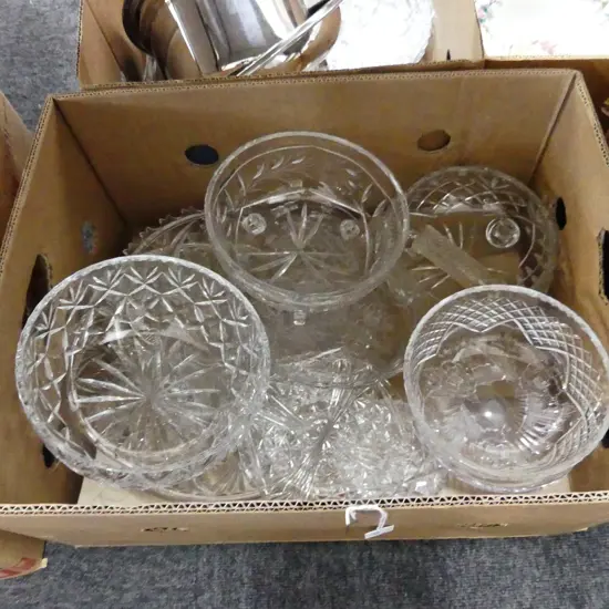 LARGE BOX LOT OF CRYSTAL 