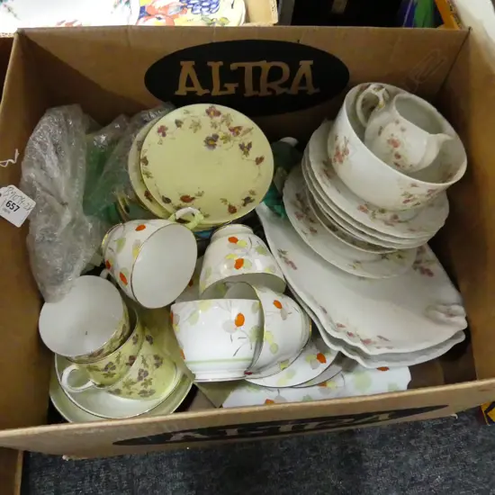 BOX LOT TEASETS GROSVENOR CHAPMAN AND FRENCH 