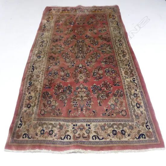 VINTAGE HAND KNOTTED PERSIAN RUG PINK & BLUE TONES L2M500MM W1M135MM