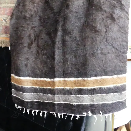 LG VINTAGE TURKISH RUG; BROWN MOHAIR ON COTTON 1930x1260mm