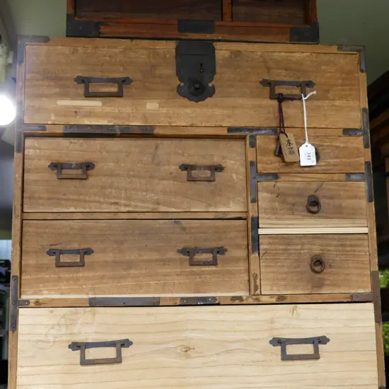 OLD JAPANESE CABINET. 7 drawers w key. c.1900. H.590mm.