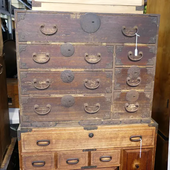 OLD JAPANESE CABINET. 7 drawer. c.1900. H.610mm.