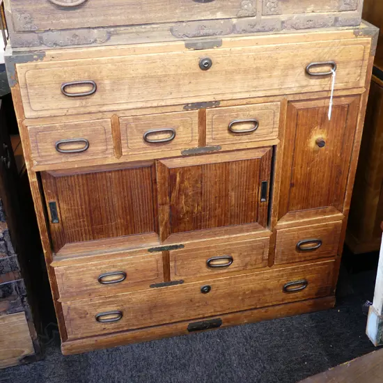 OLD JAPANESE CABINET. 8 drawers 3 doors. H.830mm
