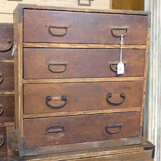 OLD JAPANESE CABINET 4 drawers H.445mm.