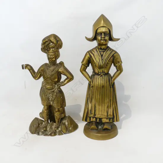 TWO VINTAGE BRASS FIRE SIDE SETS [MISSING SOME COMPONENTS] H470MM +/-