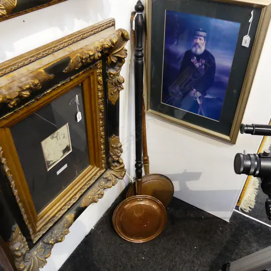 2 ANTIQUE BED WARMERS L.1100mm