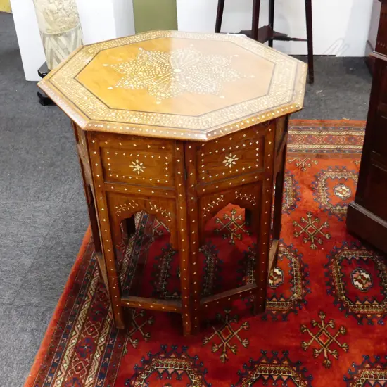 OCTAGONAL INLAID TRAY TABLE 600mm dia