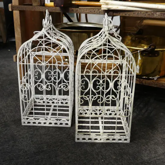 PR WHITE PAINTED METAL BIRD CAGES H.500mm