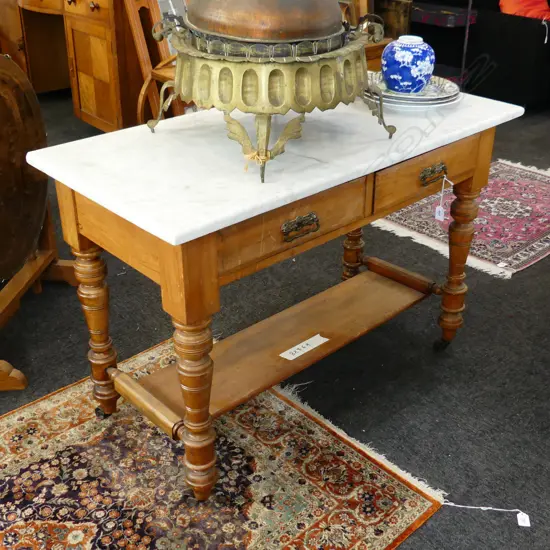 MARBLE TOPPED KAURI HALL TABLE 