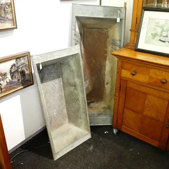 TWO LARGE ALUMINUM TROUGHS. 1200 AND 880mm LONG 