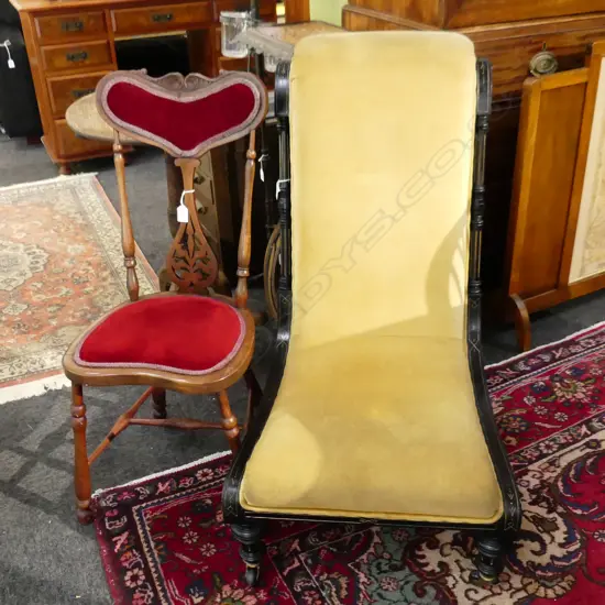 2 EDWARDIAN CHAIRS; SLIPPER & OTHER