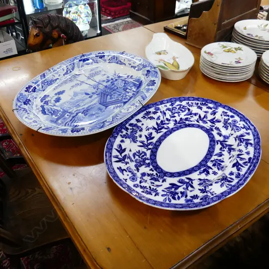 2 LG MEAT PLATTERS: LATE 19thC WEDGWOOD 400x510mm, OTHER