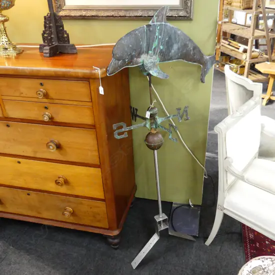 COPPER DOLPHIN WEATHER VANE H.1450mm